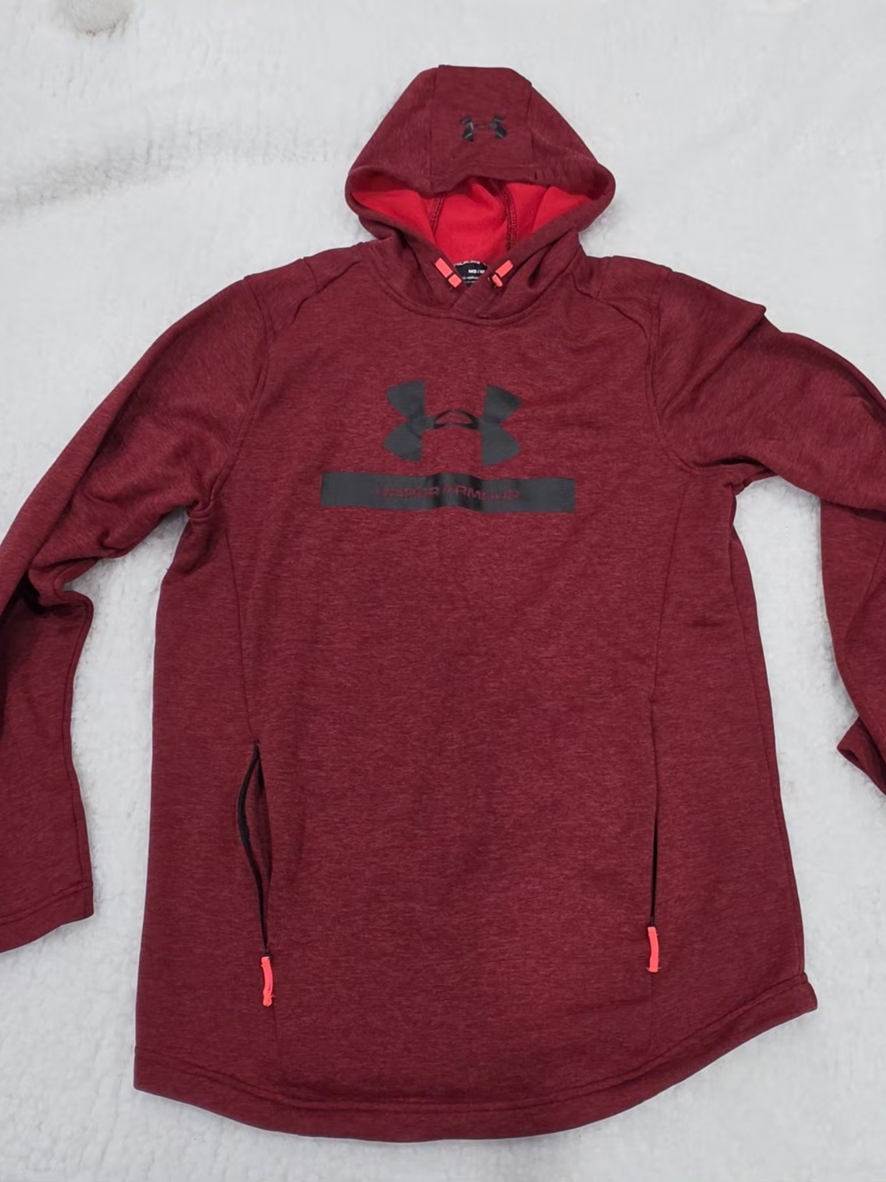 Under Armour Men's Burgundy Pullover Hoodie with Black Logo